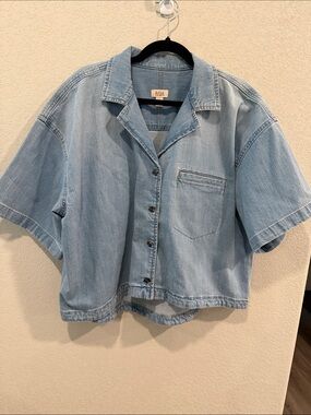a.n.a Light Blue Denim Oversized Jacket